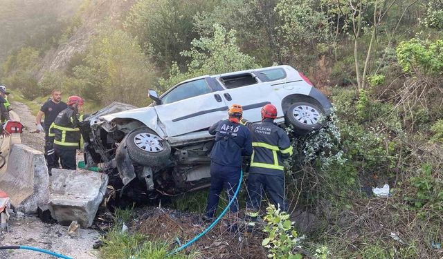 Bilecik'te kamyonet şarampole uçtu, araçta sıkışan sürücü kurtarıldı