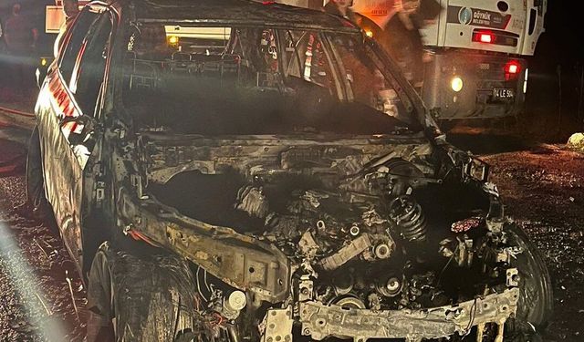 Bolu'da seyir halindeki otomobil alev alev yandı