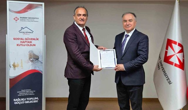 SGK'dan Başkent Üniversitesi Adana Dr. Turgut Noyan Uygulama ve Araştırma Merkezi'ne teşekkür belgesi