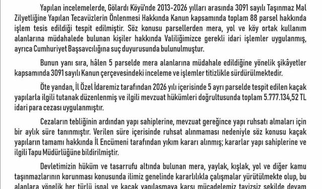 Elazığ'da kaçak yapılara 5 milyon 777 bin lira ceza ve yıkım kararı