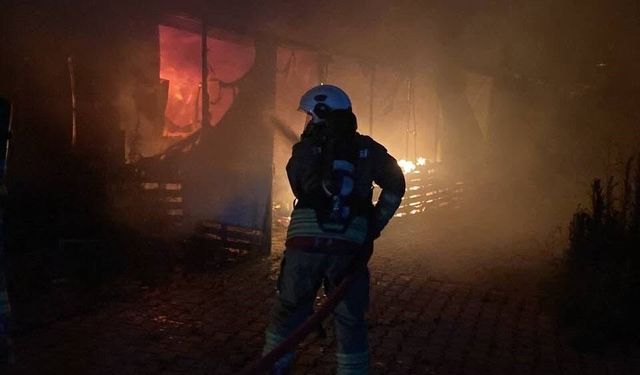 Antakya'da konteyner alevlere teslim oldu