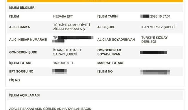 Bakan Gürlek, Kızılay'a 150 bin lira bağışladı