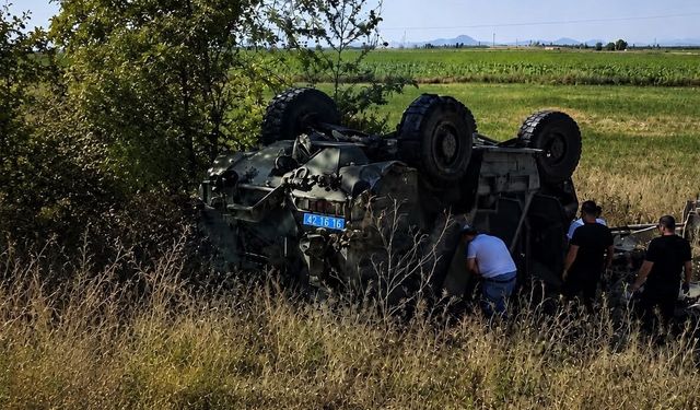Konya'da askeri araç devrildi: 1 yaralı