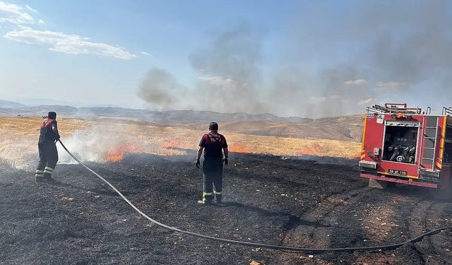 Siirt'te anız yangını itfaiye ve TOMA desteğiyle söndürüldü
