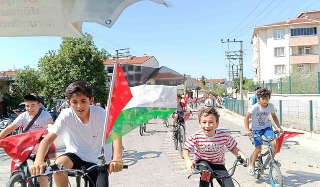 Yenice'de 'Genç Pedallar Özgür Gazze İçin' bisiklet turu düzenlendi