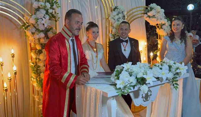 Çan'da muhtar baba, oğlunun nikahını kıydı