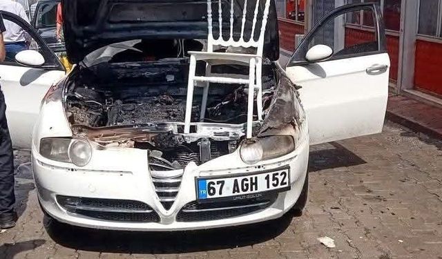 Devrek'te yanan araca itfaiye yetişti