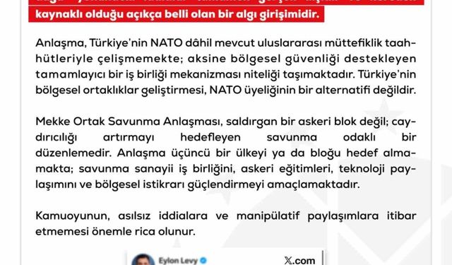 DMM: 'Mekke Ortak Savunma Anlaşması'nın NATO'nun 5. maddesiyle çeliştiği iddiaları tamamen gerçek dışı'