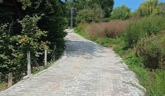 Düzce'de köy yollarında kilit parke çalışmaları sürüyor