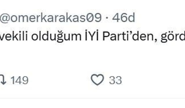 İYİ Parti Aydın Milletvekili Karakaş partisinden istifa etti