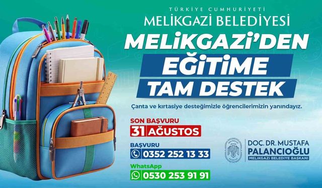 Melikgazi Belediyesi'nden öğrencilere kırtasiye desteği