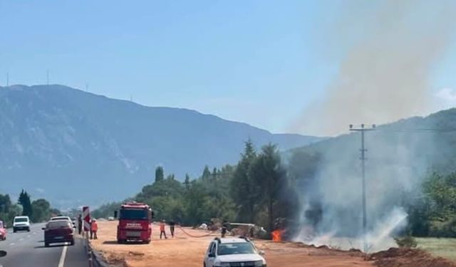 Menteşe'de otluk alanda çıkan yangın söndürüldü