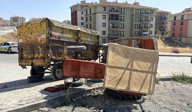 Yokuşta devrilen traktörün sürücüsü yaralandı