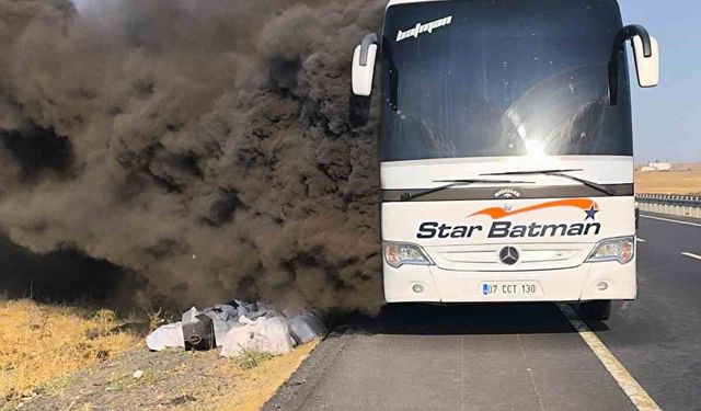 Siverek'te yolcu otobüsü alevlere teslim oldu: Faciadan dönüldü