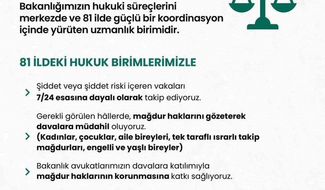 Aile ve Sosyal Hizmetler Bakanlığından şiddet mağdurları için hukuki koruma vurgusu
