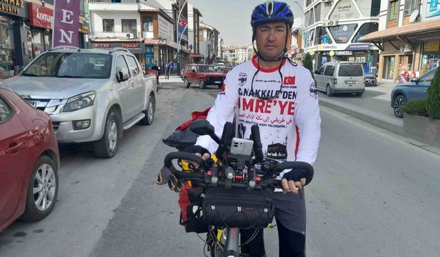 Çanakkale'den bisikletle umre yolculuğuna Karapınar'da mola