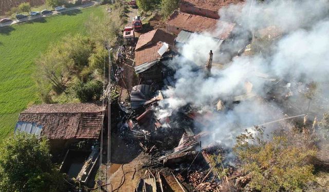 Kastamonu'da ormanın bitişiğinde çıkan yangında 2 katlı ev küle döndü