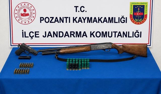 Pozantı'da tabanca, tüfek ve uyuşturucu ele geçirildi