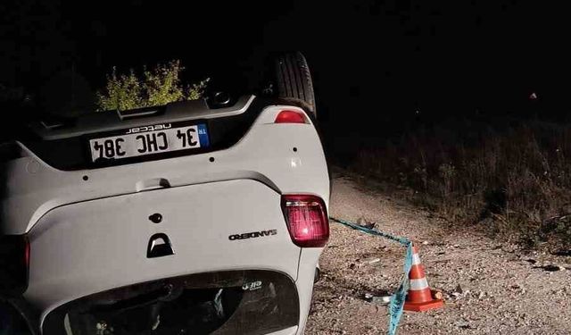 Takla atan otomobilin sürücüsü yaralandı