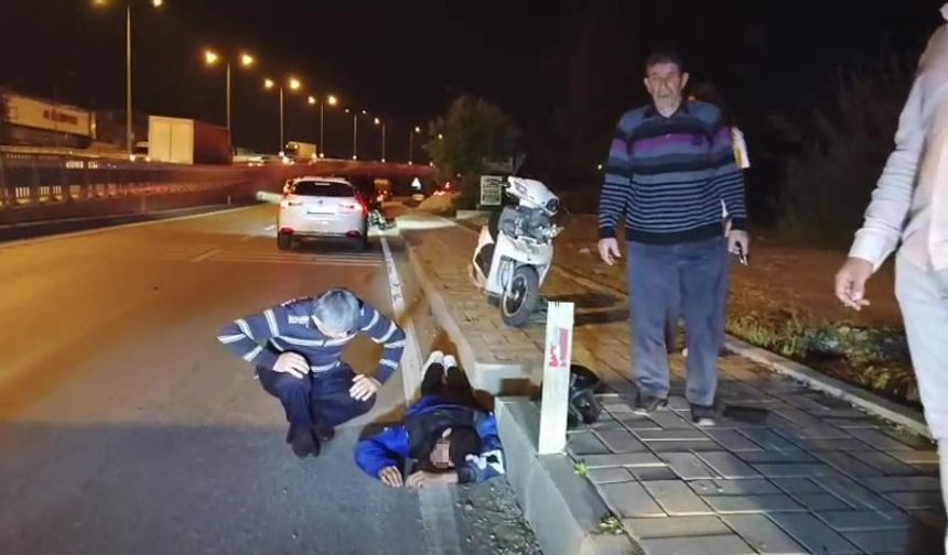 Devrilen motosikletin sürücüsü yaralandı