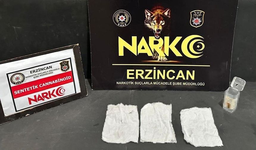 Erzincan’da bir miktar uyuşturucu ele geçirildi
