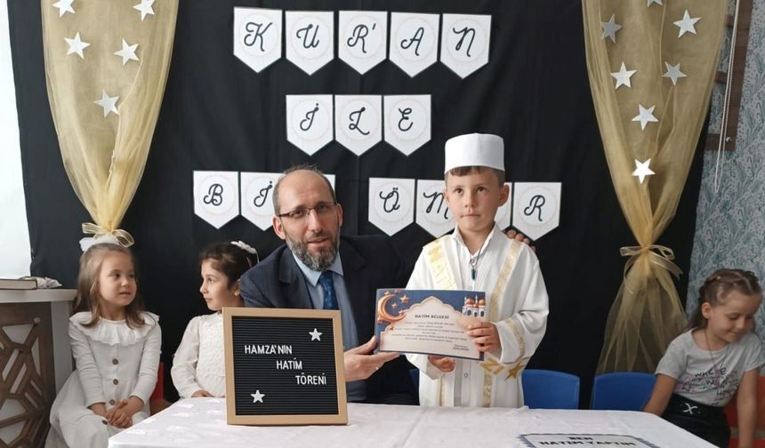 Hisarcıklı Hamza 5 yaşında Kuran-ı Kerim’i hatmetti