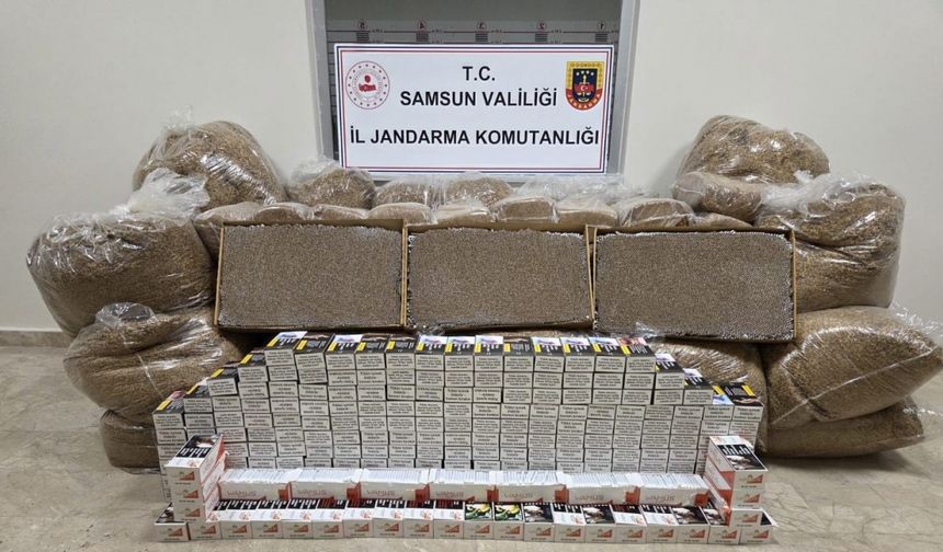 Samsun’da 1 ton kaçak tütün ve 60 bin dolu makaron ele geçirildi