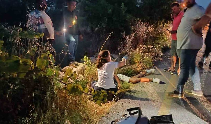 Motosiklet şarampole uçtu: 1 yaralı