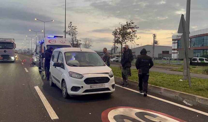 Başıboş köpeğe çarpan aracın sürücüsü yaraladı
