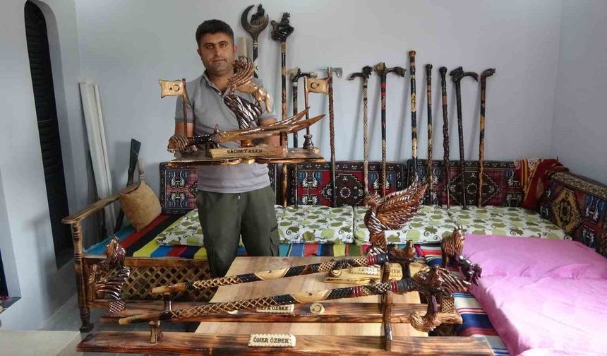 Yozgatlı baston ustasının el emeği eserleri, siyasetçilerin ve gurbetçilerin gözdesi oldu
