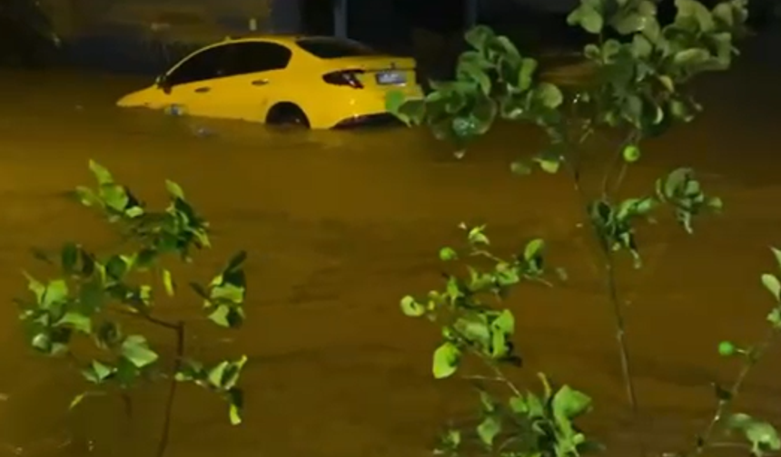 Yalova'da sağanakta dereler taştı, araçlar suda sürüklendi