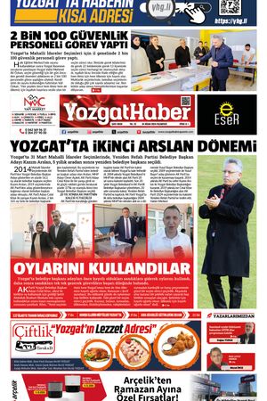 01 Nisan 2024 - Yozgat Haber Gazetesi
