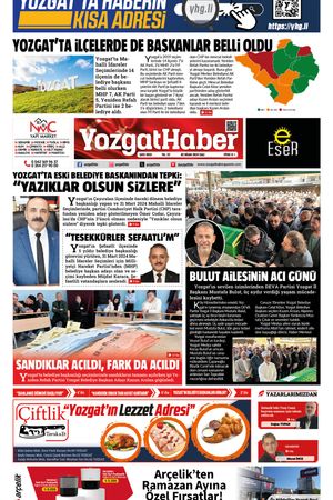 02 Nisan 2024 - Yozgat Haber Gazetesi