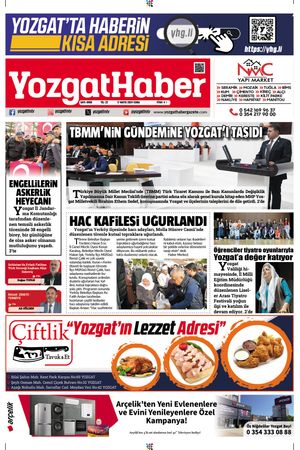 16 Mayıs 2024 - Yozgat Haber Gazetesi