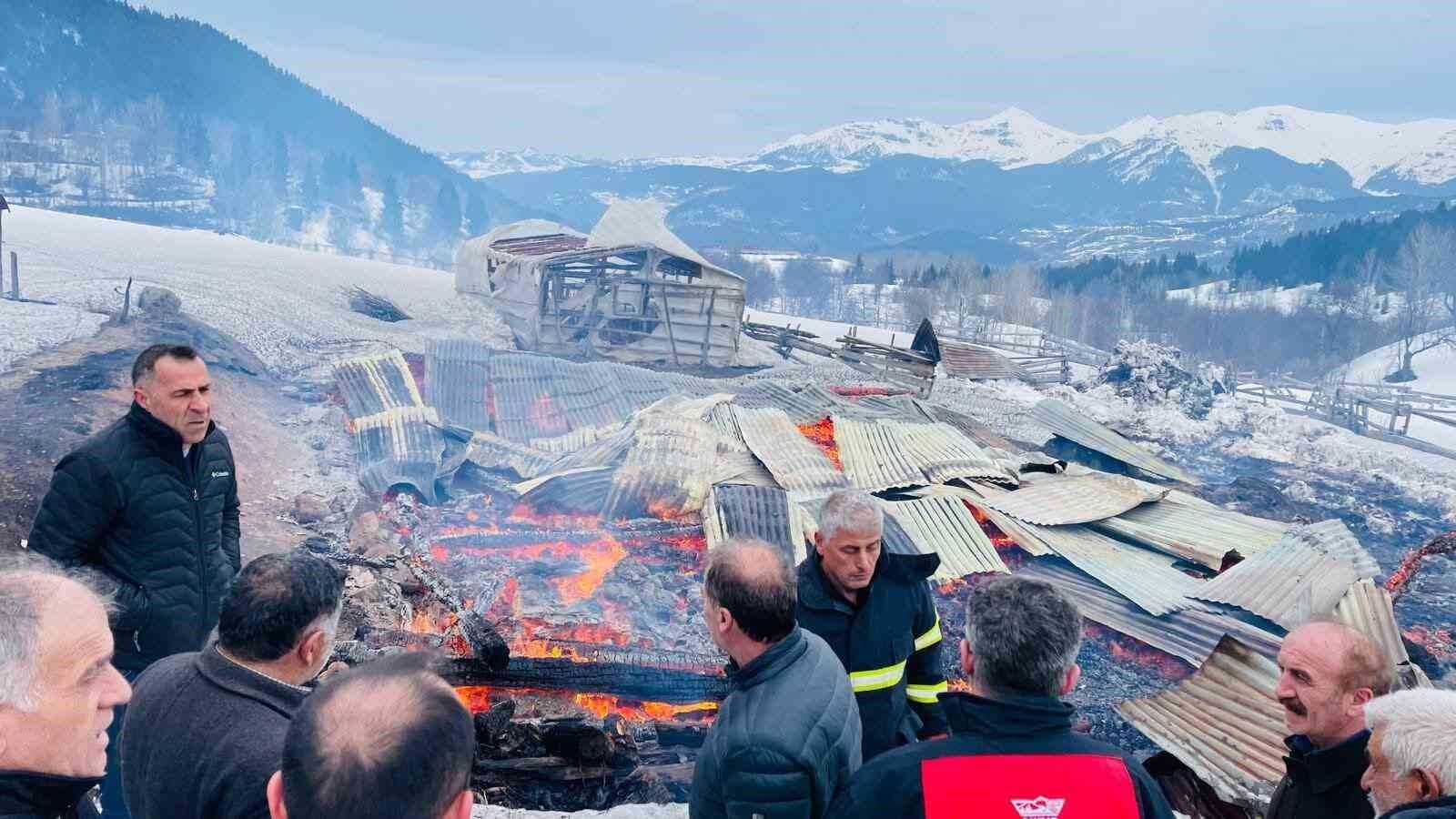 Şavşat'ta yangın: 1 ev, 2 ahır ve 2 ambar kül oldu