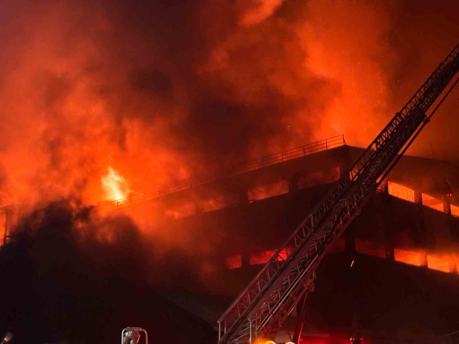 Trabzon'da fındık fabrikasındaki yangına müdahale devam ediyor
