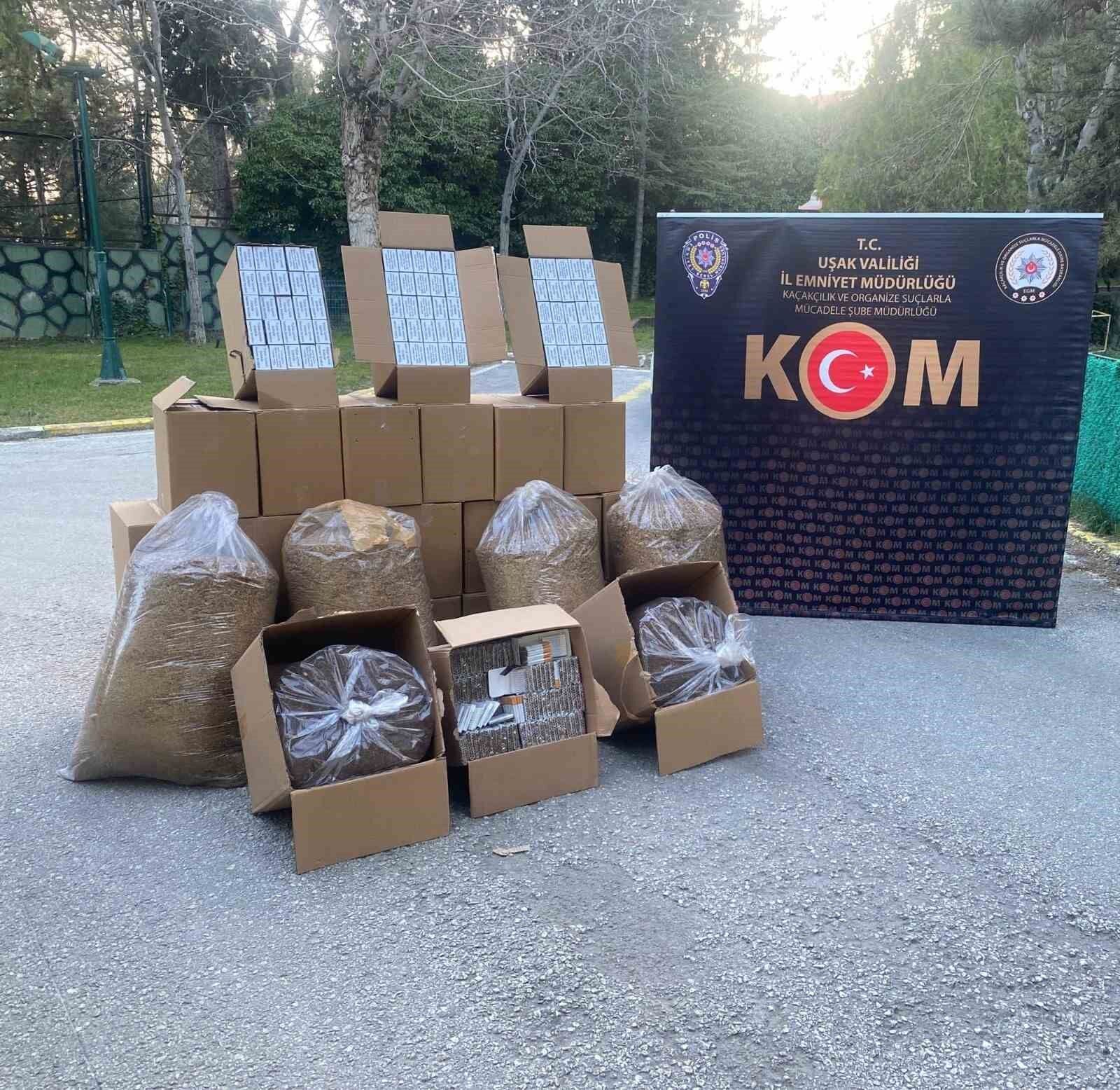 Uşak'ta çok sayıda kaçak makaron ve tütün ele geçirildi