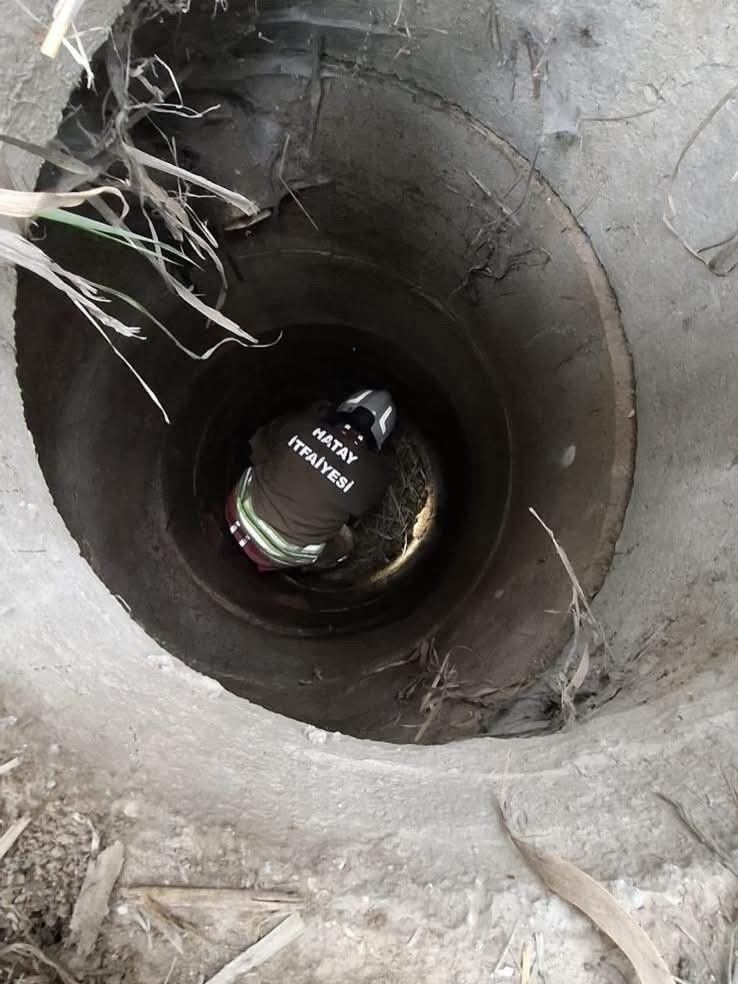 Antakya'da kuyuya düşen köpeği itfaiye kurtardı