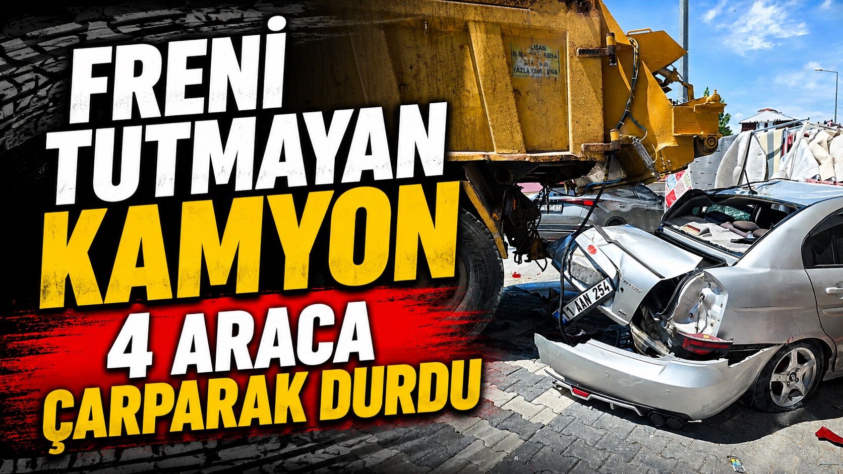 Freni tutmayan kamyon 4 araca çarparak durdu