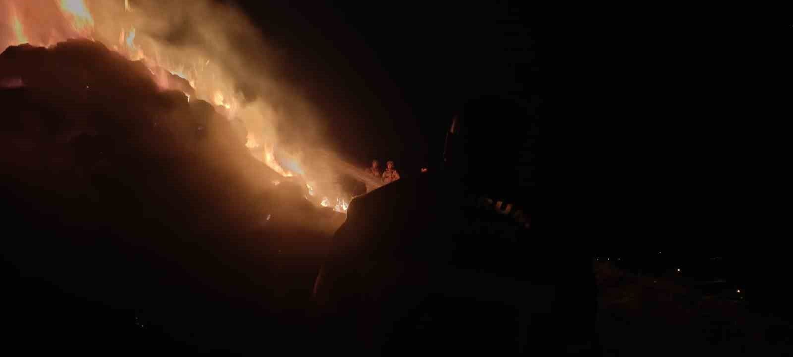Erzurum'da korkutan yangın: 500 saman balyası kül oldu
