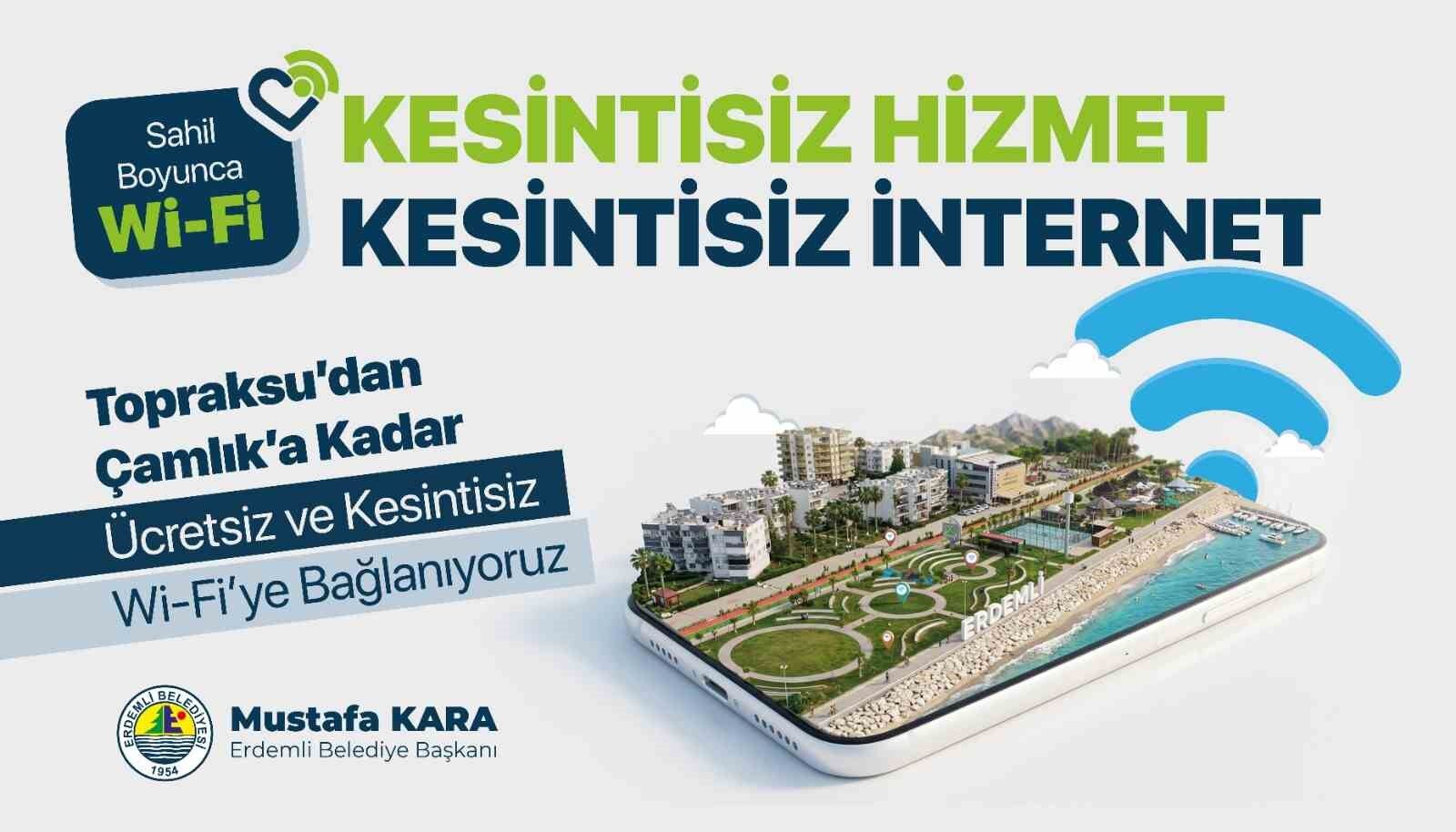 Mersin'de 7 kilometrelik sahil hattında ücretsiz internet dönemi
