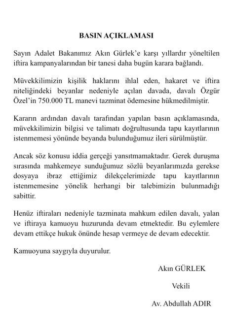 Özgür Özel, Adalet Bakanı Gürlek'e 750 bin lira manevi tazminat ödeyecek