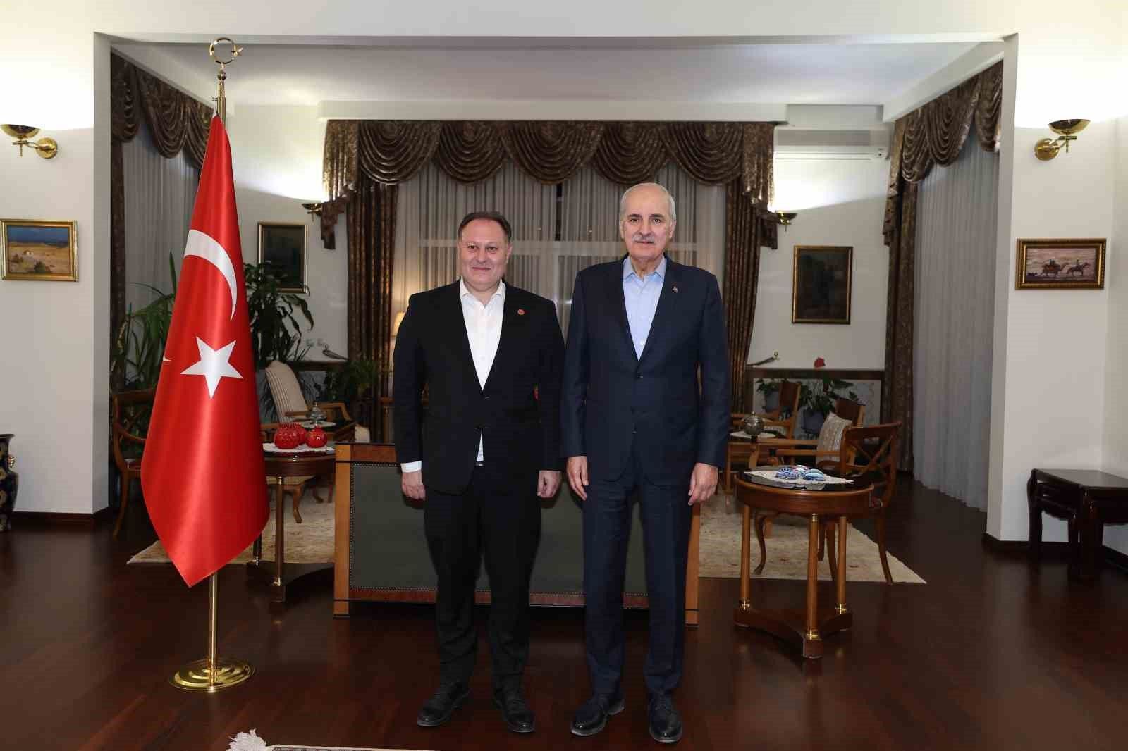 TBMM Başkanı Kurtulmuş, KKTC Cumhuriyet Meclisi Başkanı Öztürkler ile bir araya geldi